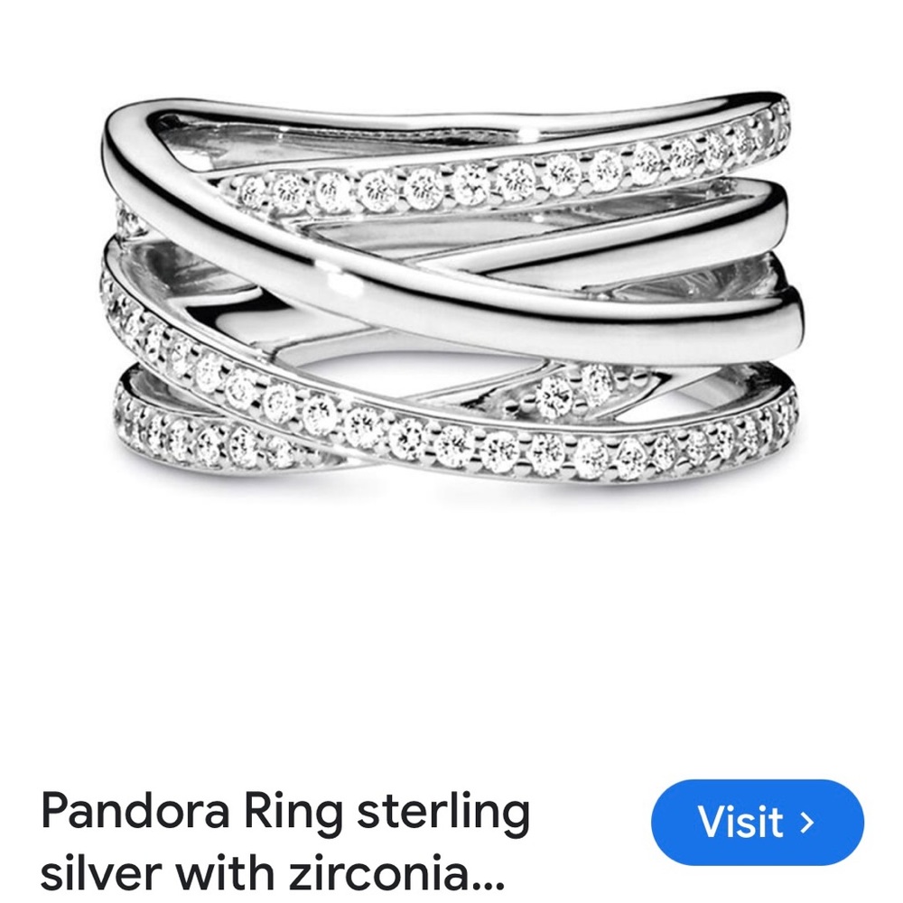AUTHENTIC Pandora 925 ALE Sparkling & Polished Lines Ring Cubic Zirconia 56 7.5
